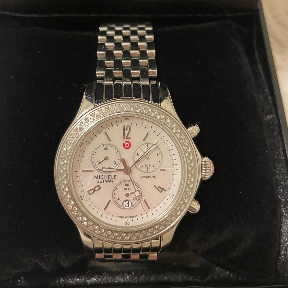 Michele Jetway watch with Diamond Bezel